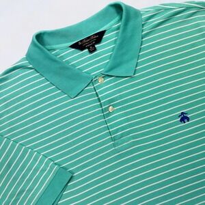Brooks Brothers Polo Shirt Men's XL Mint Green Striped Supima Cotton Golf Rugby